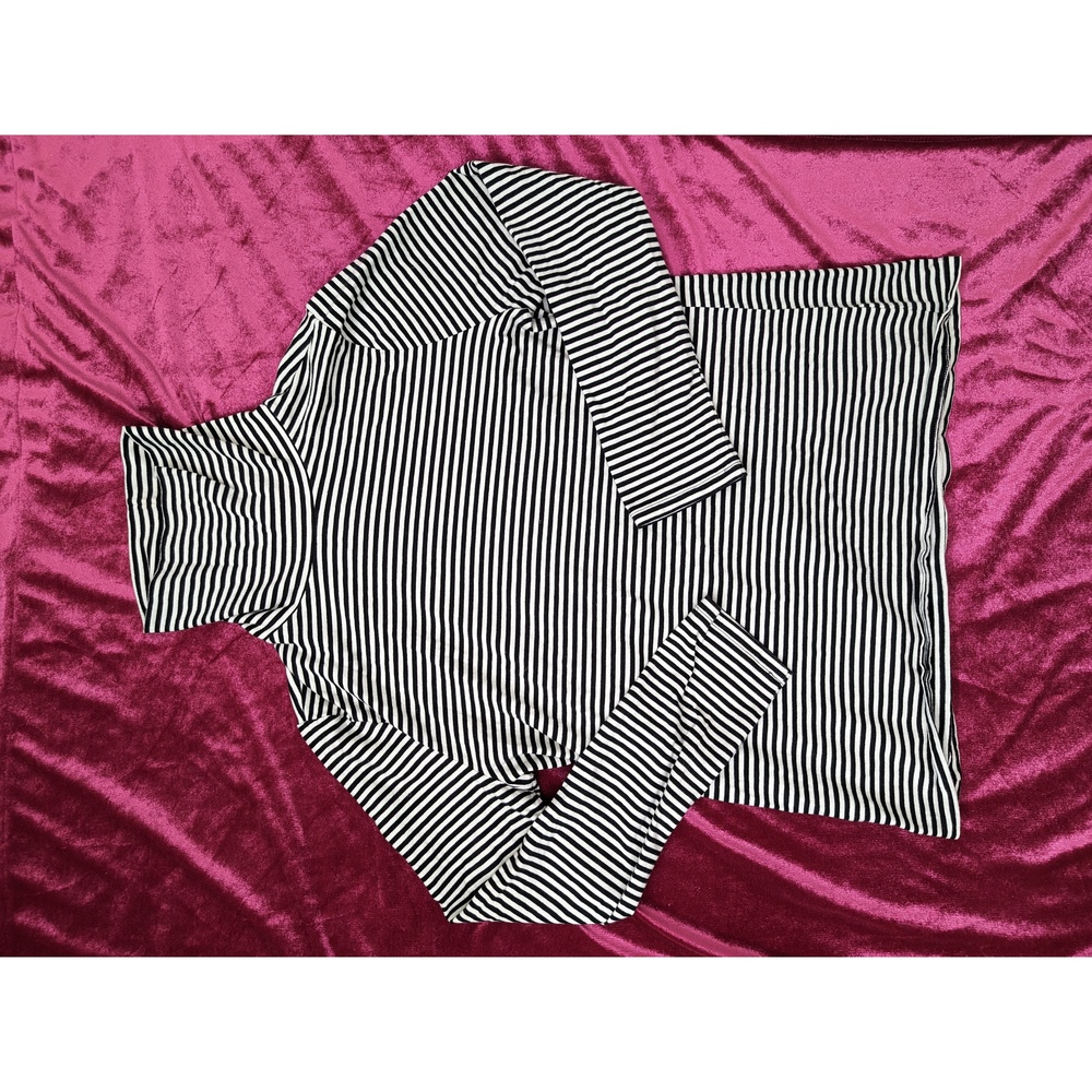 TALBOTS Knit Shirt Long-sleeve Striped Turtleneck Sz L Black - Picture 3 of 7